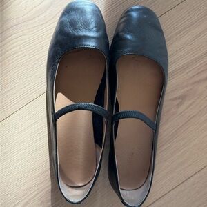 Madewell Black Leather Mary Jane Flats
